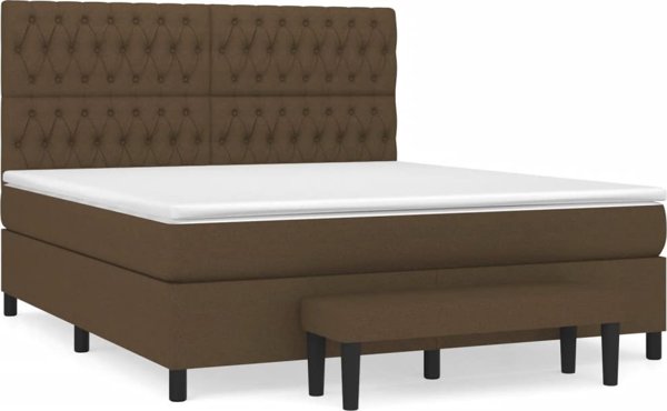 vidaXL Λευκό Κρεβάτι Continental με Στρώμα, Καφέ, Υφασμάτινο, 180x200 cm