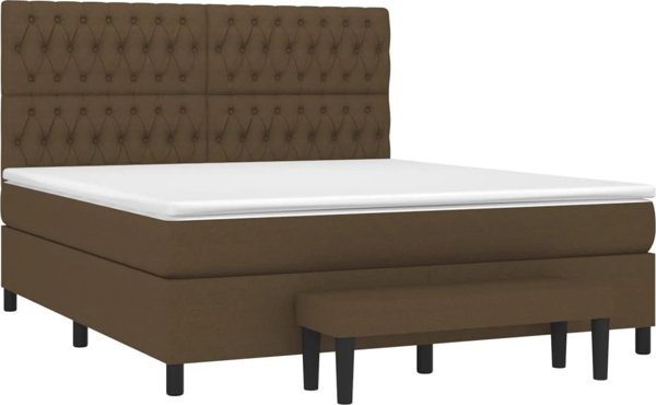 vidaXL Λευκό Κρεβάτι Continental με Στρώμα, Καφέ, Υφασμάτινο, 180x200 cm