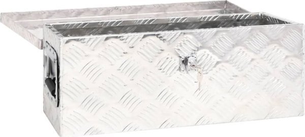 vidaXL Skrzynka do przechowywania, srebrna, 60x23,5x23 cm, aluminium