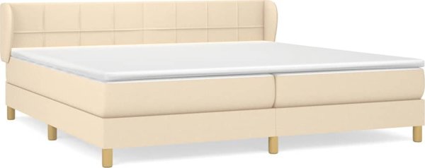 vidaXL Κρεβάτι continental με στρώμα, εκρού, ύφασμα, 200x200 εκ