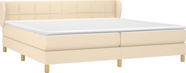 vidaXL Κρεβάτι continental με στρώμα, εκρού, ύφασμα, 200x200 εκ