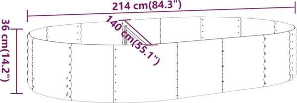 vidaXL vidaXL Donica ogrodowa, malowana proszkowo stal, 214x140x36 cm