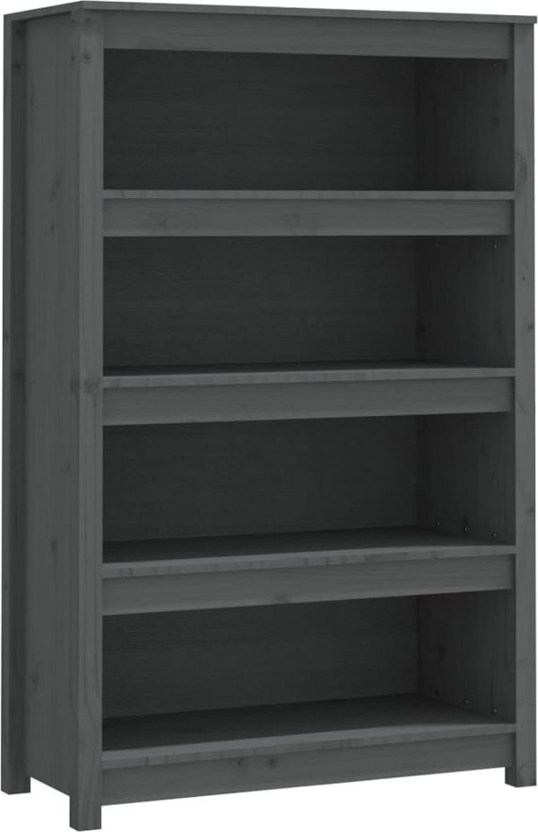 vidaXL Regal na ksiazki, szary, 80x35x126 cm, lite drewno sosnowe