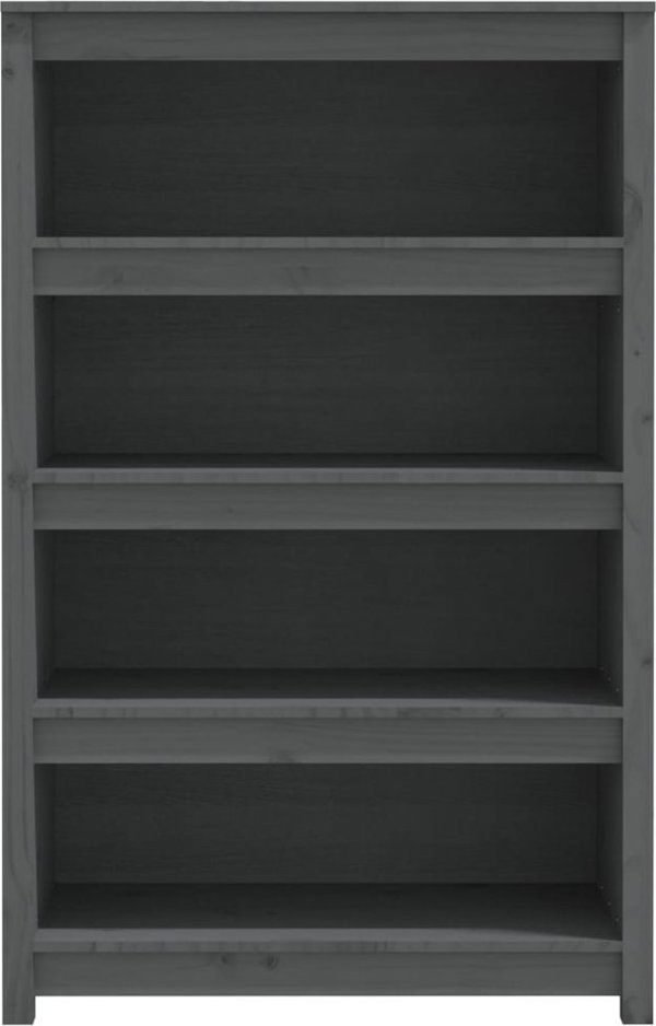 vidaXL Regal na ksiazki, szary, 80x35x126 cm, lite drewno sosnowe