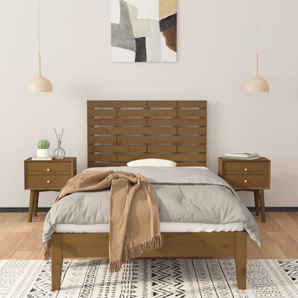 vidaXL Κεφαλάρι κρεβατιού, καφέ μέλι, 106x3x63 εκ, από μασίφ πεύκο