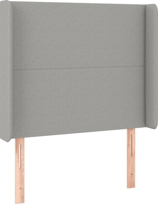 vidaXL Zaglowek do lozka me LED, jasnoszary, 83x16x118/128 cm, tkanina