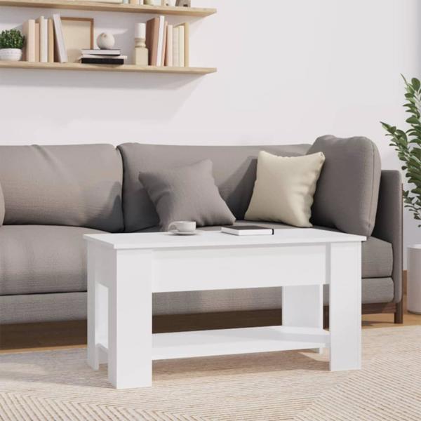 vidaXL Λευκό τραπεζάκι καφέ 101x49x52 cm από μοριοσανίδα