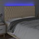 vidaXL Zaglowek do lozka z LED, kremowy, 180x7x118/128 cm, tkanina