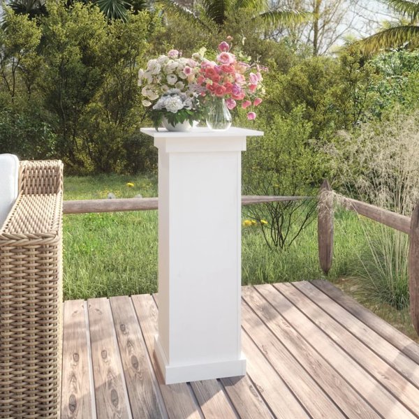 vidaXL Βάση για φυτά, λευκή, 40x40x90 εκ, από μασίφ πεύκο