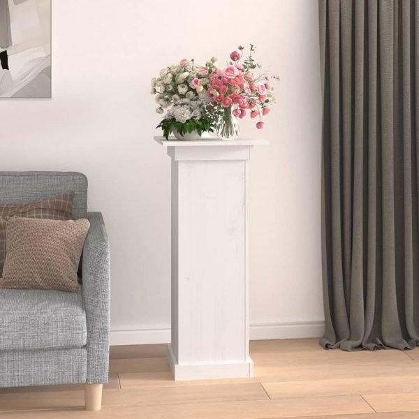 vidaXL Βάση για φυτά, λευκή, 40x40x90 εκ, από μασίφ πεύκο