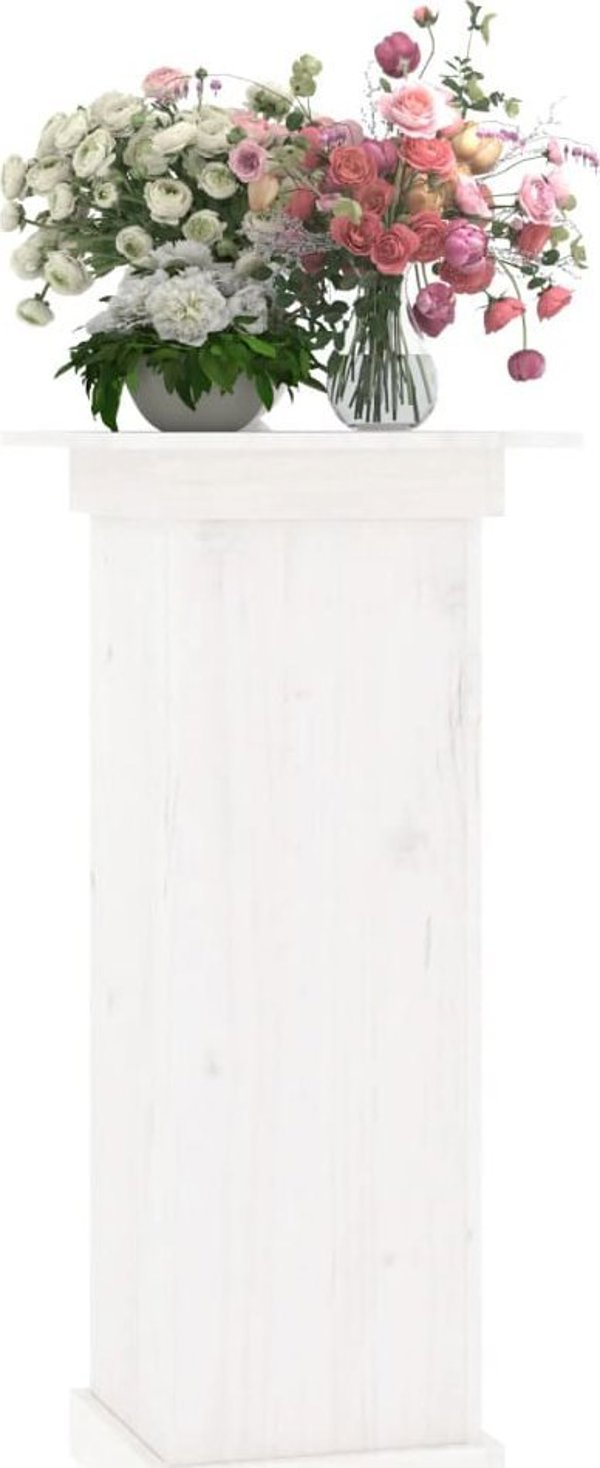 vidaXL Βάση για φυτά, λευκή, 40x40x90 εκ, από μασίφ πεύκο