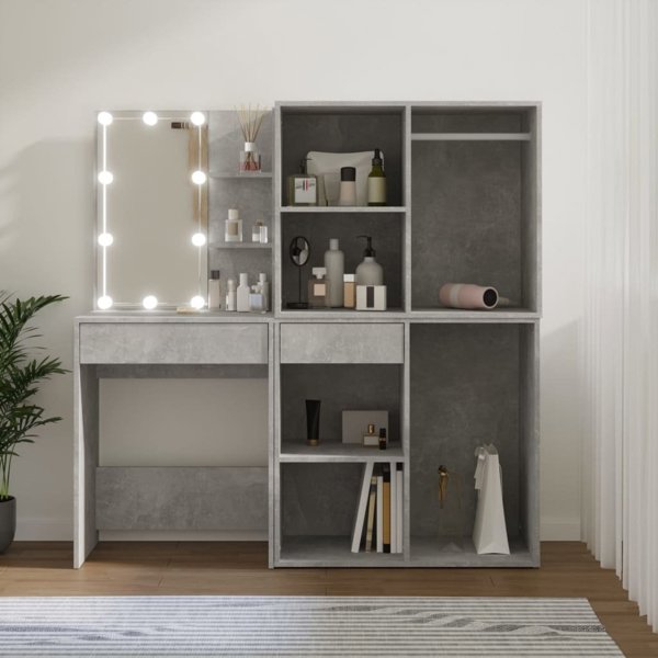vidaXL Τουαλέτα με φωτισμό LED και 2 ντουλάπια χρώμα σκουριάς