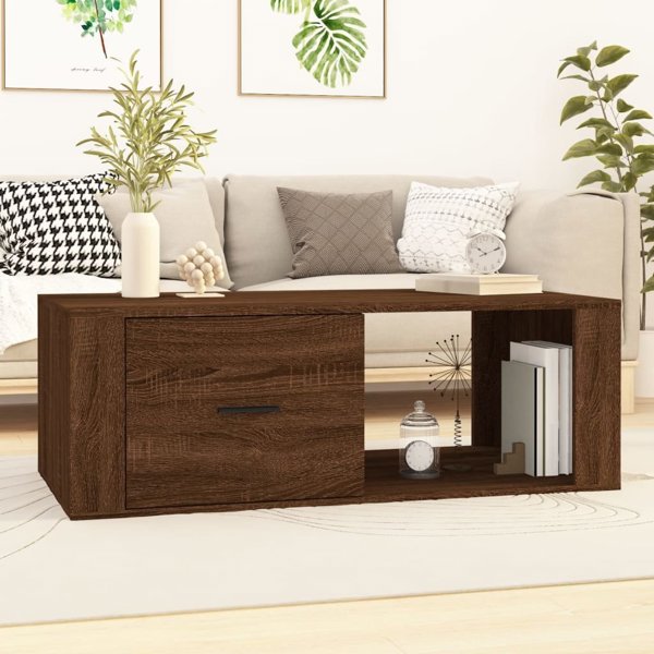vidaXL Τραπέζι σαλονιού, καφέ δρυς, 100x50,5x35 εκ., σύνθετο ξύλο