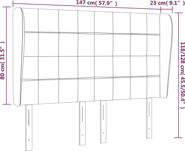 vidaXL Μαξιλάρι Κεφαλής Uszak Ταουπέ 147x23x118/128 cm ύφασμα