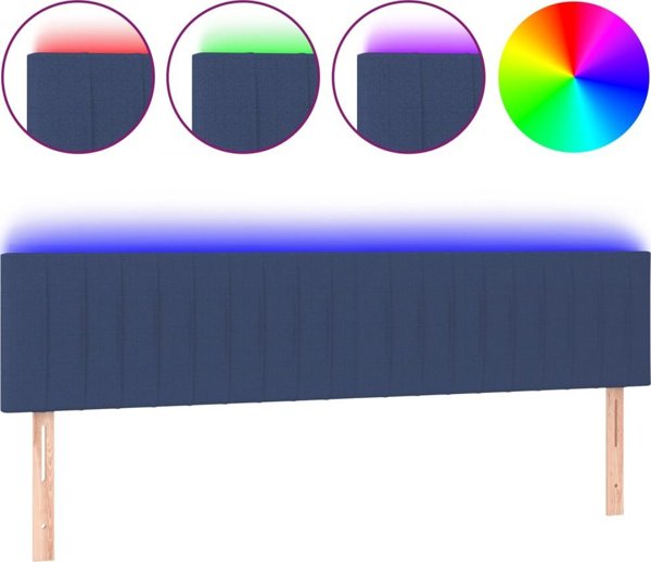 vidaXL Κεφαλάρι Κρεβατιού με LED, Μπλε, 180x5x78/88 εκ., ύφασμα