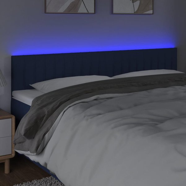 vidaXL Κεφαλάρι Κρεβατιού με LED, Μπλε, 180x5x78/88 εκ., ύφασμα