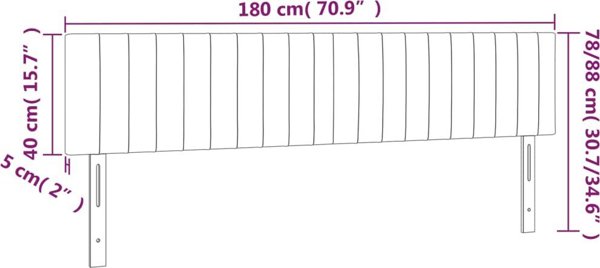 vidaXL Κεφαλάρι Κρεβατιού με LED, Μπλε, 180x5x78/88 εκ., ύφασμα