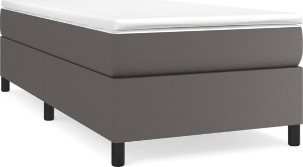 vidaXL Κρεβάτι kontynentalne με στρώμα, γκρι δερματίνη 100x200 εκ.