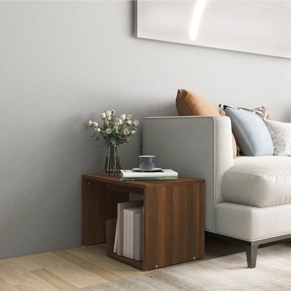 vidaXL Πλάγιο τραπεζάκι, χρώμα καφέ δρυς, 59x36x38 εκ., υλικό ξύλου