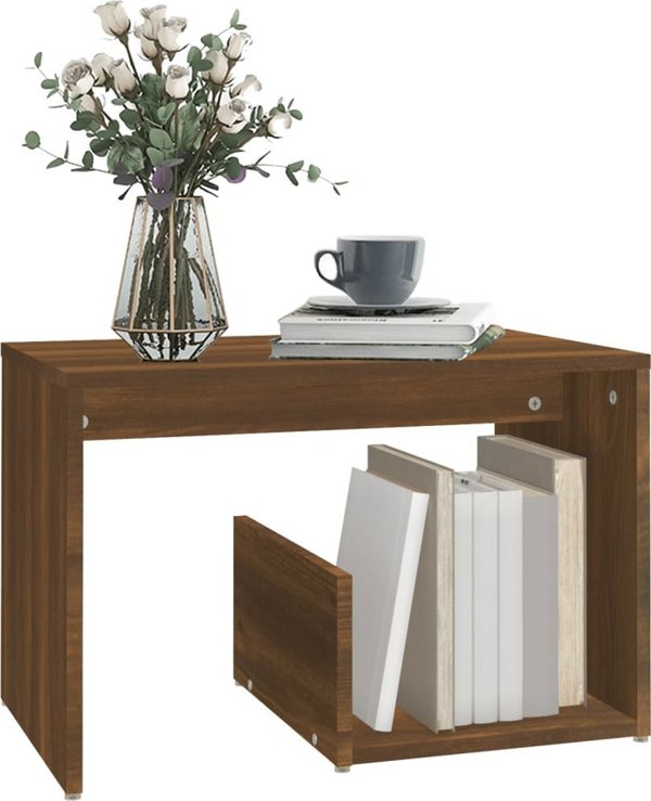 vidaXL Πλάγιο τραπεζάκι, χρώμα καφέ δρυς, 59x36x38 εκ., υλικό ξύλου