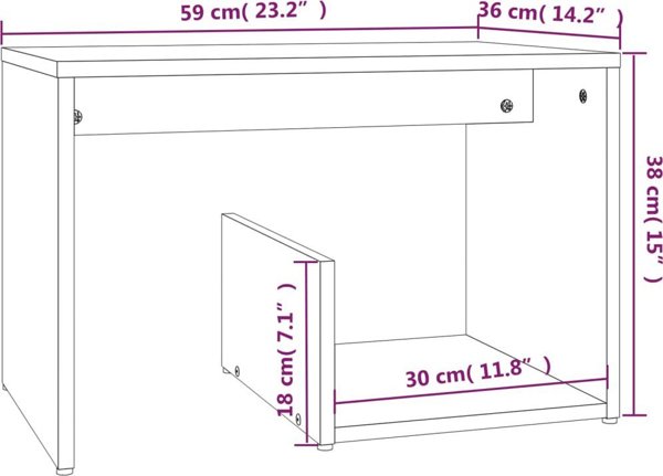 vidaXL Πλάγιο τραπεζάκι, χρώμα καφέ δρυς, 59x36x38 εκ., υλικό ξύλου