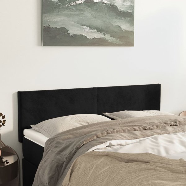 vidaXL Σετ 2 κεφαλάρια κρεβατιού, μαύρο, 72x5x78/88 cm, βελούδο