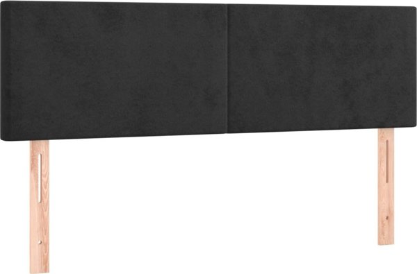 vidaXL Σετ 2 κεφαλάρια κρεβατιού, μαύρο, 72x5x78/88 cm, βελούδο