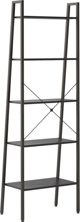 vidaXL Ραφιέρα σκάλα με 5 ράφια, μαύρη, 56x35x174 εκ.