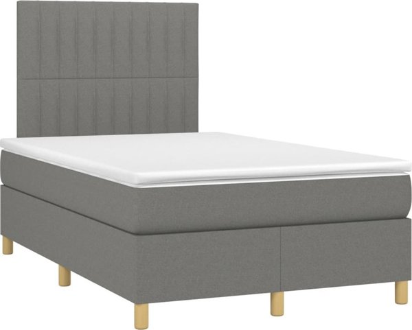 vidaXL Lodzko kontynentalne z materacem ciemnoszara tkanina 120x200 cm