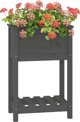 vidaXL Ζαρντινιέρα με ραφιέρα, γκρι, 54x34,5x81 εκ., μασίφ πεύκο