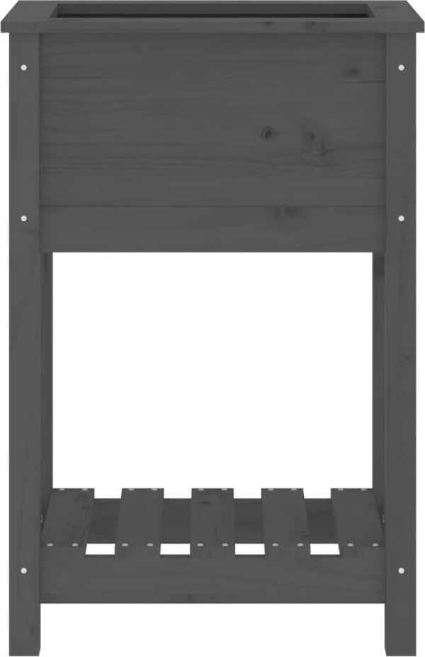 vidaXL Ζαρντινιέρα με ραφιέρα, γκρι, 54x34,5x81 εκ., μασίφ πεύκο
