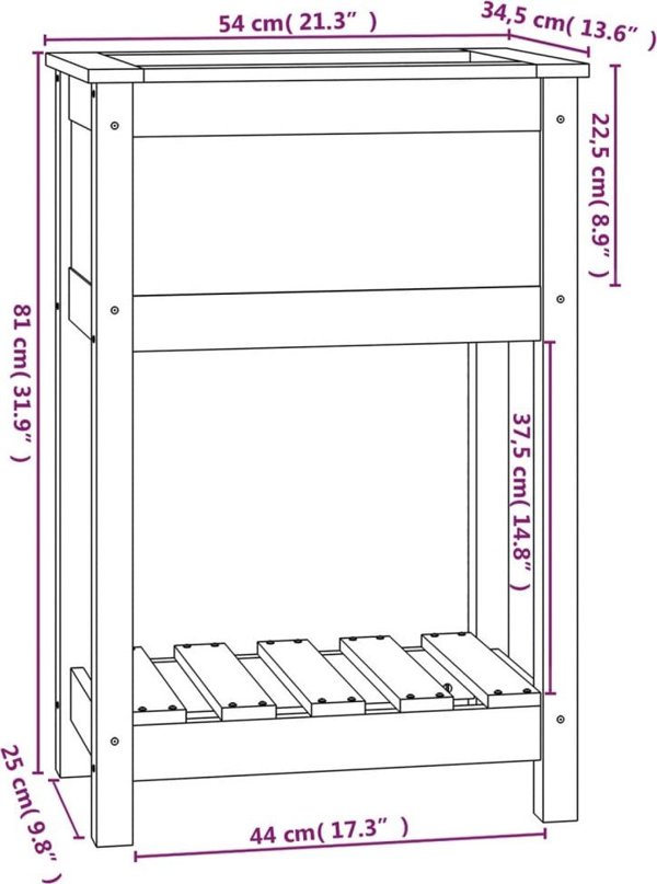 vidaXL Ζαρντινιέρα με ραφιέρα, γκρι, 54x34,5x81 εκ., μασίφ πεύκο
