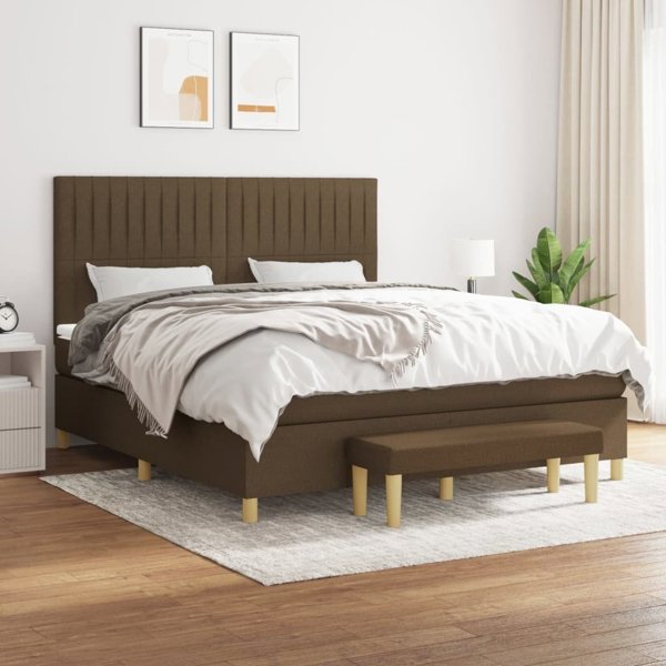 vidaXL Κρεβάτι continental με στρώμα, καφέ, ύφασμα, 180x200 εκ