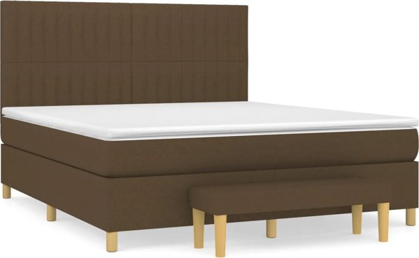 vidaXL Κρεβάτι continental με στρώμα, καφέ, ύφασμα, 180x200 εκ