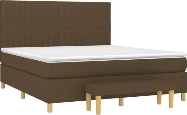 vidaXL Κρεβάτι continental με στρώμα, καφέ, ύφασμα, 180x200 εκ