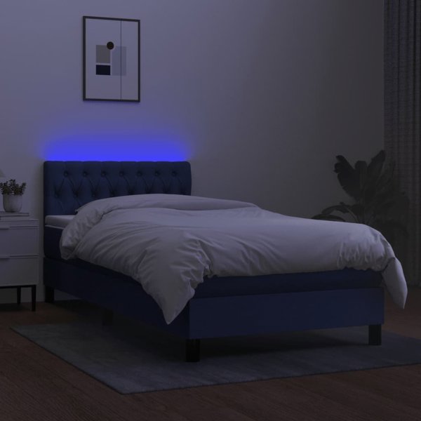 vidaXL Λούζκο κοντινένταλ με στρώμα, μπλε, 90x200 εκ., ύφασμα