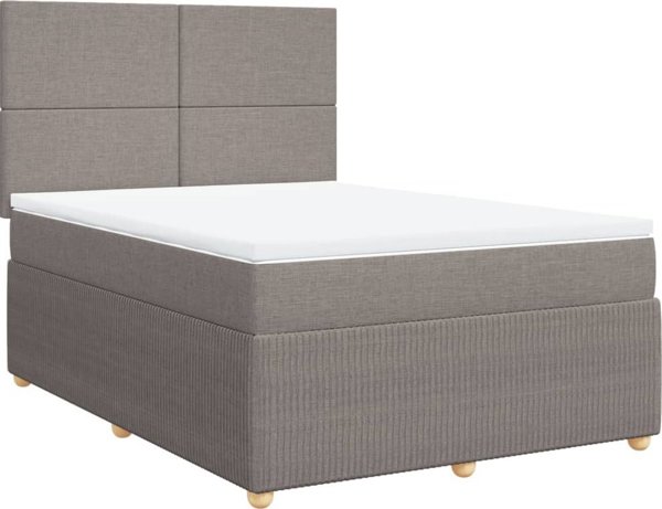 vidaXL Κρεβάτι Continental με στρώμα, taupe, ύφασμα, 160x200 cm