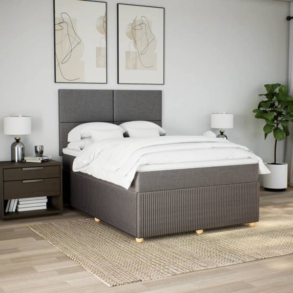 vidaXL Κρεβάτι Continental με στρώμα, taupe, ύφασμα, 160x200 cm