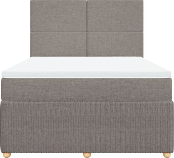vidaXL Κρεβάτι Continental με στρώμα, taupe, ύφασμα, 160x200 cm