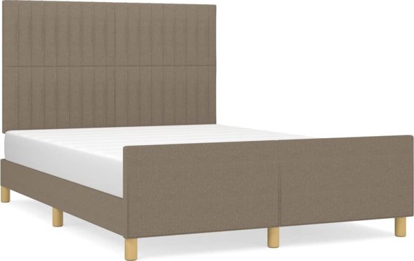 vidaXL Rama κρεβατιού με κεφαλάρι, taupe, 140x200 cm, επενδυμένη με ύφασμα