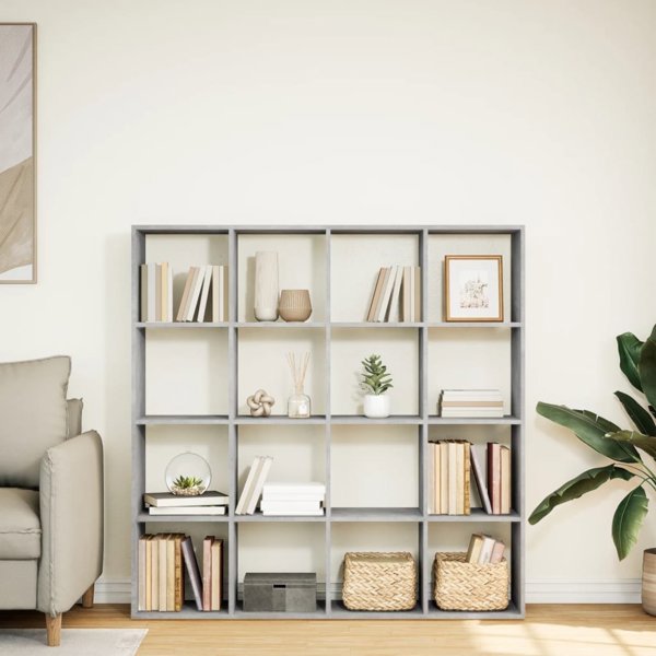 vidaXL Βιβλιοθήκη γκρι τσιμέντου, 137,5x29x137,5 cm
