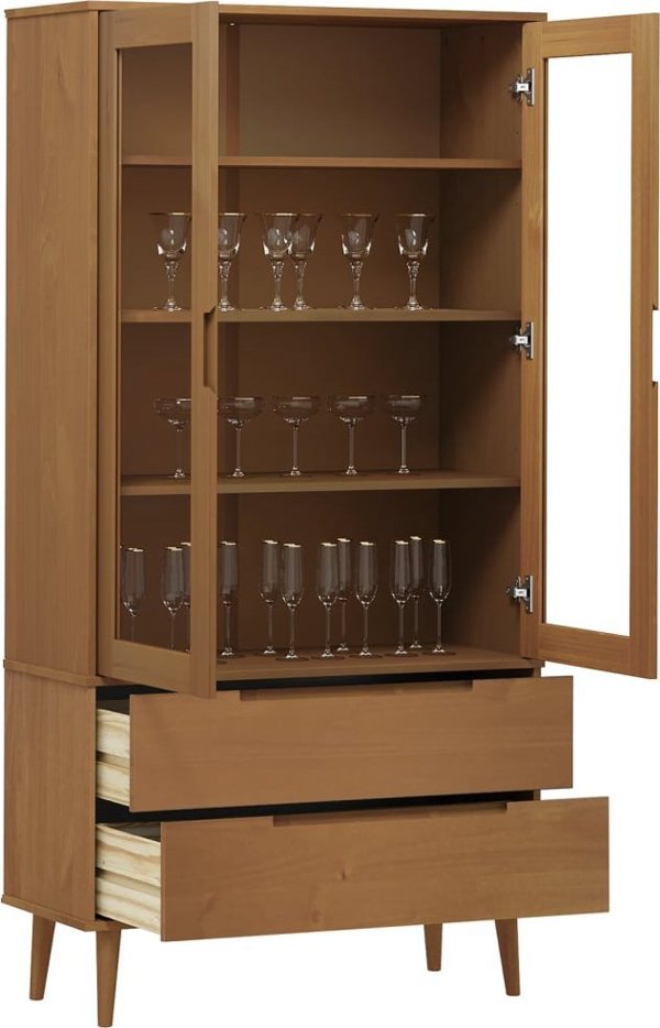 vidaXL Βιτρίνα με Συρτάρια MOLDE Καφέ 90x35x175 cm από Στερεό Πεύκο