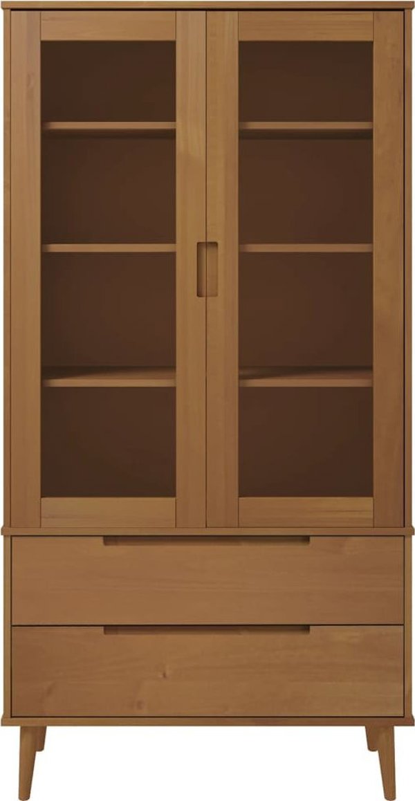 vidaXL Βιτρίνα με Συρτάρια MOLDE Καφέ 90x35x175 cm από Στερεό Πεύκο