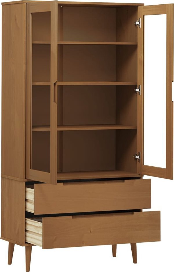 vidaXL Βιτρίνα με Συρτάρια MOLDE Καφέ 90x35x175 cm από Στερεό Πεύκο