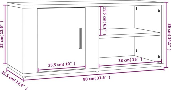 vidaXL Έπιπλα τηλεόρασης, 2 τεμ., γκρι σκυροδέματος, 80x31,5x36 cm