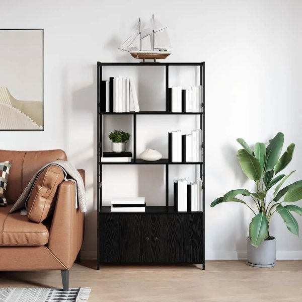 vidaXL Ράφι Βιβλιοθήκη 80x30x155,5 εκ. σε Χρώμα Μαύρη Δρυς