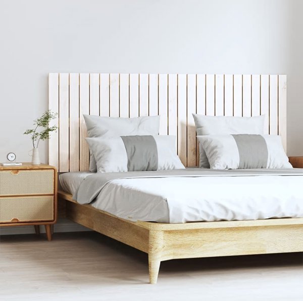 vidaXL Κεφαλάρι κρεβατιού λευκό 159,5x3x60 cm από μασίφ πεύκο