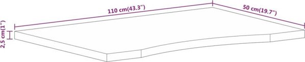 Πάνελ γραφείου με κοπή 110x50x2,5 cm από ωμό ξύλο μάνγκο