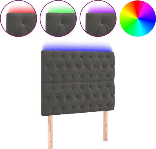 vidaXL Zaglowek do lozka z LED, ciemnoszary, 100x7x118/128 cm, aksamit