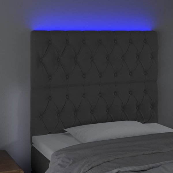 vidaXL Zaglowek do lozka z LED, ciemnoszary, 100x7x118/128 cm, aksamit